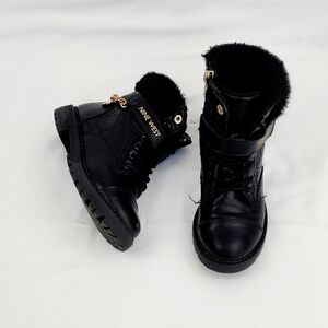 Nine West  Black Faux Fur Upper Chain Detail Boots